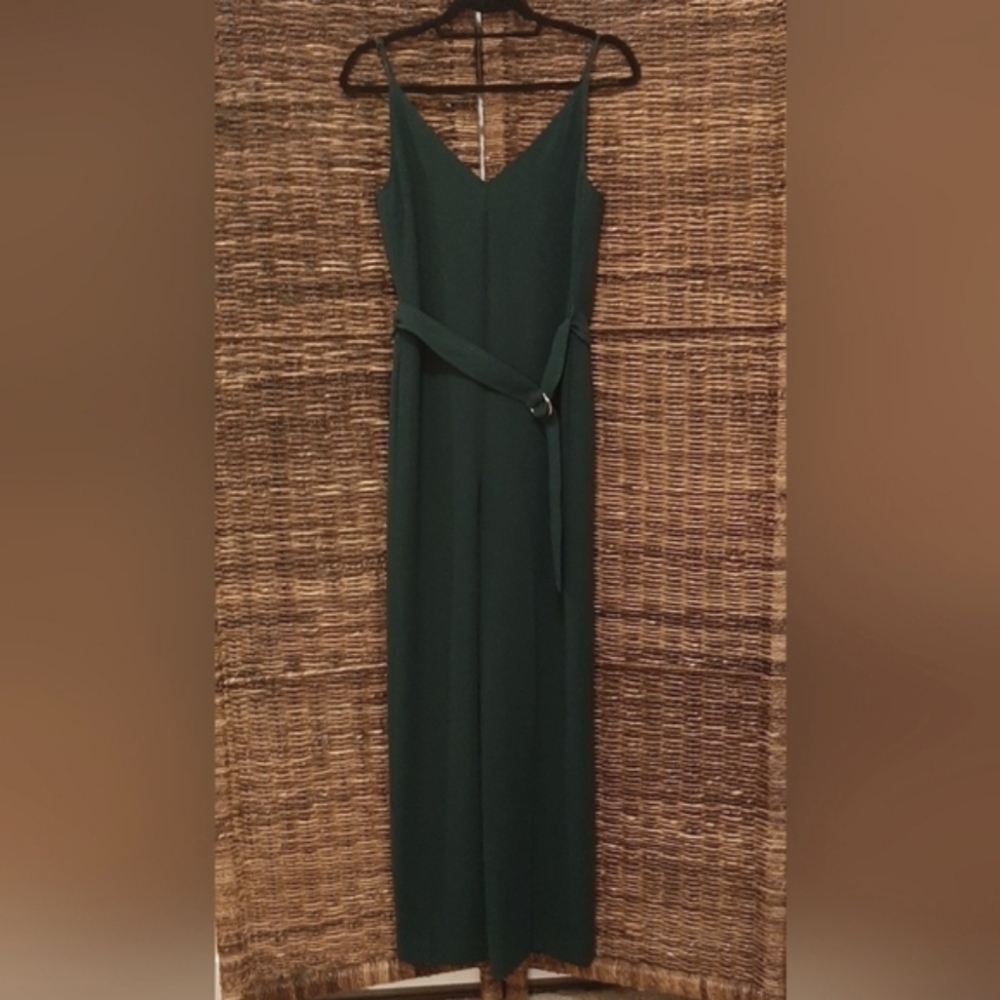 Babaton Jumpsuit Womens 4 Green Wide Straight Leg Formal Holidays Christmas